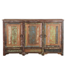 Farmhouse Style Distressed Reclaimed Wood 66 in. Long 3 Door Sideboard