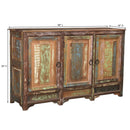 Farmhouse Style Distressed Reclaimed Wood 66 in. Long 3 Door Sideboard