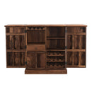 Eclectic Solid Wood Carved Serving Bar Cabinet