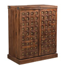 Eclectic Solid Wood Carved Serving Bar Cabinet