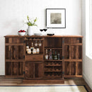 Eclectic Solid Wood Carved Serving Bar Cabinet