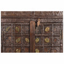 Mid 1900s Teak Wood 53" Tall Rustic Cabinet With Metal Accents