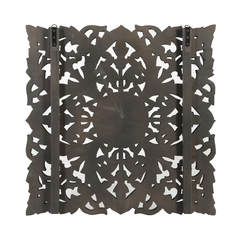 27" Square Lattice Carved Solid Wood Panel - Ash Gray
