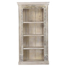 1900s Antique Doorframe Distressed White 83" Tall Bookcase