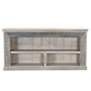 Farmhouse Style Carved Doorframe Repruposed Distressed White 84" Long Media Console