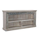 Farmhouse Style Carved Doorframe Repruposed Distressed White 84" Long Media Console