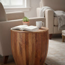 Reclaimed Wood Farmhouse 20" Round Drum End Table
