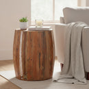 Farmhouse Style Reclaimed Wood 20" Round Drum Side Table