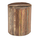 Farmhouse Style Reclaimed Wood 20" Round Drum Side Table