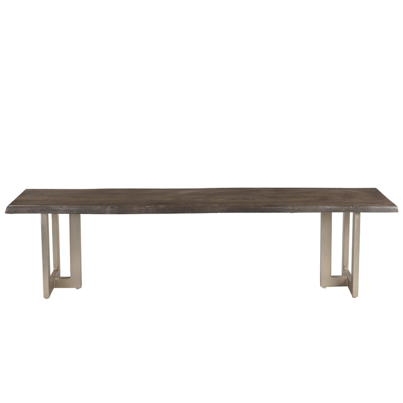 Modern Live Edge Solid Wood Top Bench With Distressed Chrome Finish Base