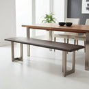 Modern Live Edge Solid Wood Top Bench With Distressed Chrome Finish Base