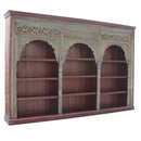 Antique Carved Triple Arch Repurposed 128" Long Exclusive Bookcase
