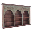 Antique Carved Triple Arch Repurposed 128" Long Exclusive Bookcase