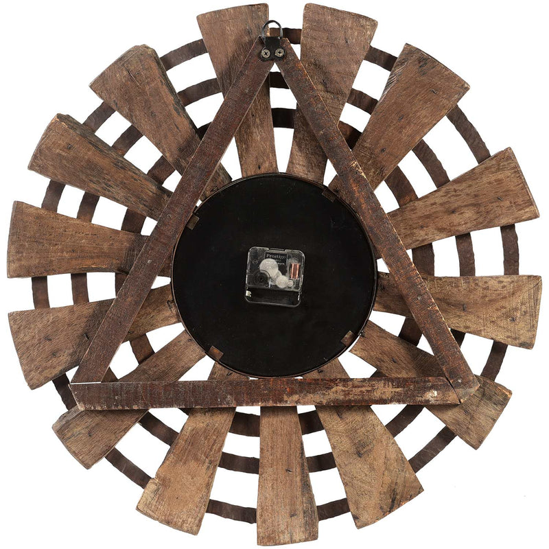 Farmhouse Style Wheel 20" Round Wall Clock