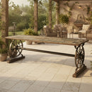 Antique Wheels Repurposed Rustic 64" Long Outdoor Bench