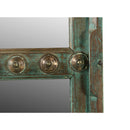 Antique Door Panel With Brass Pins Accents And Mirror Wall Hanging