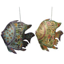 Coastal Style Lattice Metal Fish Candle Holder With Ceiling Chain
