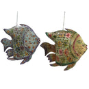 Coastal Style Lattice Metal Fish Candle Holder With Ceiling Chain