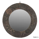 Distressed Fabric Printing Blocks Repurposed 22" Round Decorative Mirror