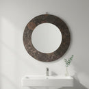 Distressed Fabric Printing Blocks Repurposed 22" Round Decorative Mirror