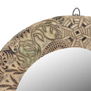Distressed Fabric Printing Blocks Repurposed 22" Round Decorative Mirror
