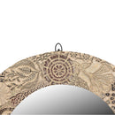 Distressed Fabric Printing Blocks Repurposed 22" Round Decorative Mirror