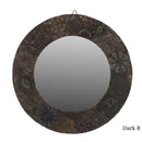 Distressed Fabric Printing Blocks Repurposed 22" Round Decorative Mirror