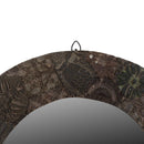 Distressed Fabric Printing Blocks Repurposed 22" Round Decorative Mirror