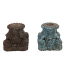 Antique Carved Wooden Column Base Distressed Candle Holder Riser