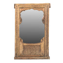 Antique Teak Wood Carved Window Upcycled 48" Tall Mirror