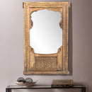 Antique Teak Wood Carved Window Upcycled 48" Tall Mirror