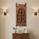 Antique Teak Wood Arched Natural Distressed Window Wall art