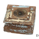 Distressed Carved Vintage Column Base Candle Holder Riser