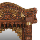 Ornate Carved Jharokha 32" Tall Mirror With Copper Hand Paintings