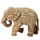 Hand Carved Natural Finish Wooden Elephant Sculpture