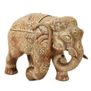 Hand Carved Natural Finish Wooden Elephant Sculpture
