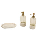 Modern Marble And Glass Dispensers With Tray - Set of 3