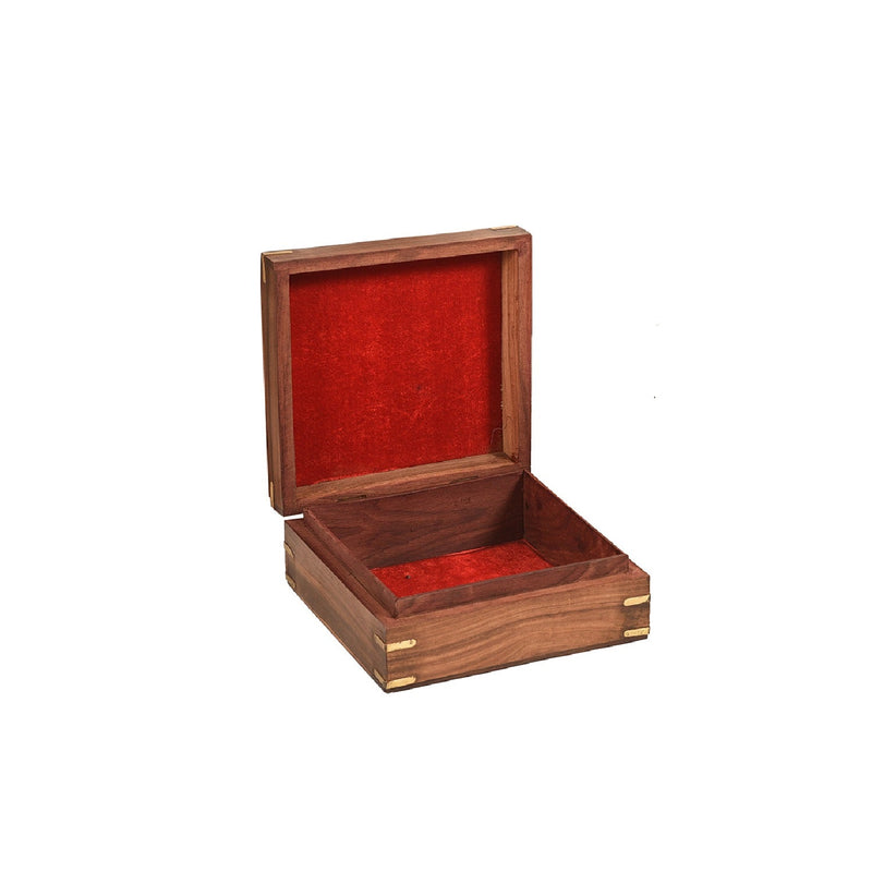 Elegant Carved And Brass Inlaid Wooden Box