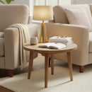 Farmhouse Style Natural Wooden Hand Painted  20" Round Side Table