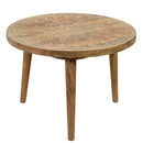 Farmhouse Style Natural Wooden Hand Painted  20" Round Side Table