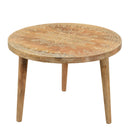 Farmhouse Style Natural Wooden Hand Painted  20" Round Side Table