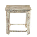 Farmhouse Style Hand Carved 20 in. Square Side Table in Distressed Finish