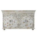 French Style Carved Doors 80 Inches Large Hand Painted White Sideboard Cabinet