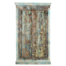 Eclectic Style 1900s Antique Distressed Blue Door Repurposed 79 in. Tall Bedroom Armoire