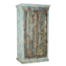 Eclectic Style 1900s Antique Distressed Blue Door Repurposed 79 in. Tall Bedroom Armoire