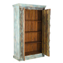 Eclectic Style 1900s Antique Distressed Blue Door Repurposed 79 in. Tall Bedroom Armoire
