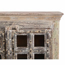 Farmhouse Style Distressed Vintage Door With Glass Inset 74 in. Long Credenza