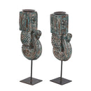 Antique Peacock Carved Corbel Repurposed 22 in. Tall Candle Holders - Set of 2