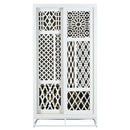 Modern Solid Wood Abstract Lattice Door White Finish Wine Bar Cabinet