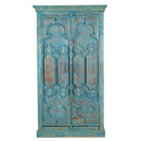 Farmhouse Style Distressed Blue Doors Repurposed Tall Bedroom Armoire